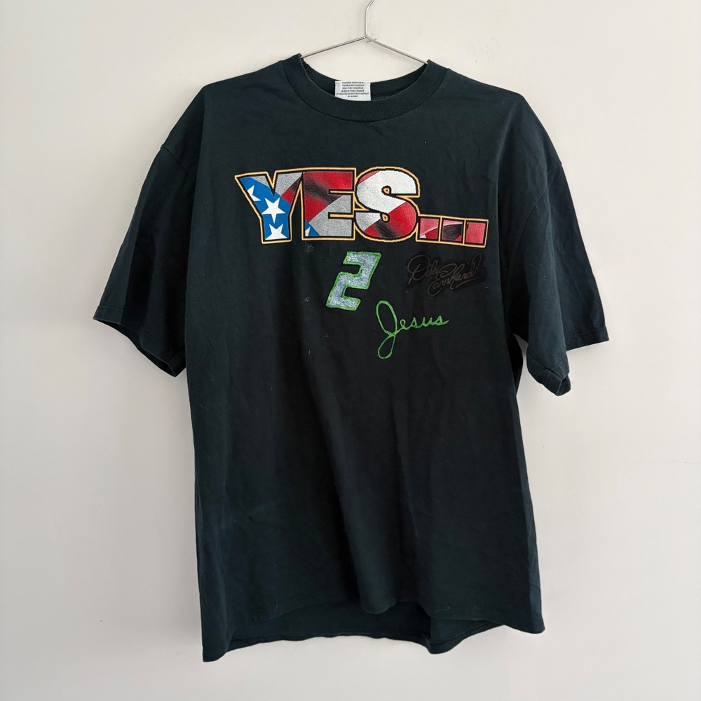 Vintage Dale Earnhardt Yes 2 Jesus NASCAR T Shirt Black XL USA Made